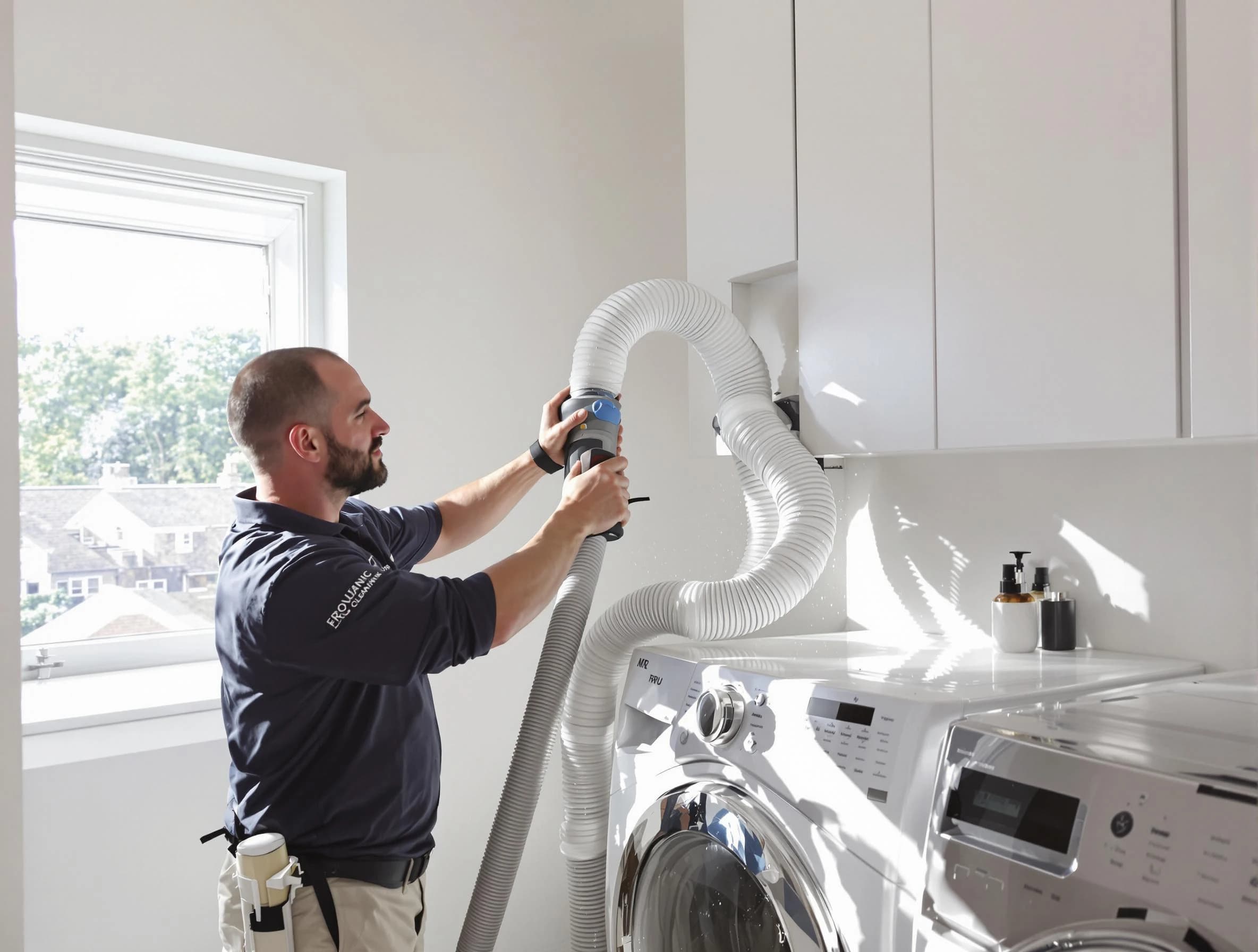 Certified Milton Dryer Vent Cleaning technician performing dryer vent cleaning in Milton