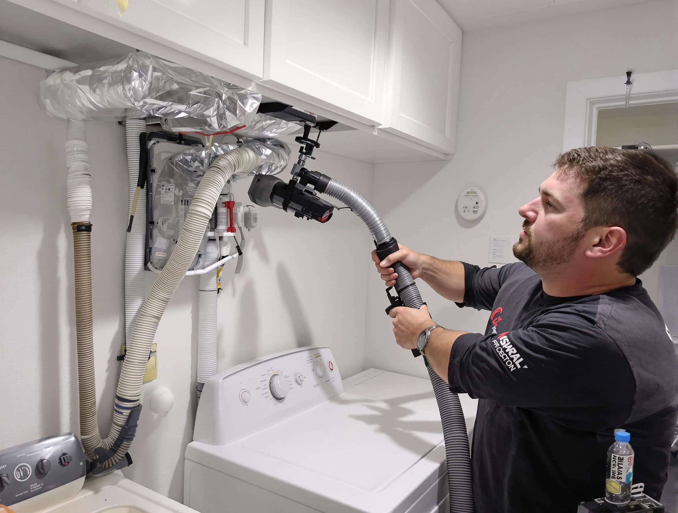 Milton Dryer Vent Cleaning certified technician performing safety-focused gas dryer vent cleaning in Milton